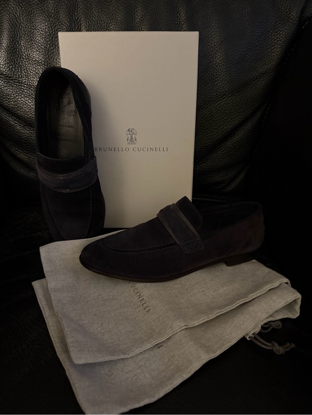 Brunello Cucinelli navy suede Women's Penny loafer - Picture 3 of 16